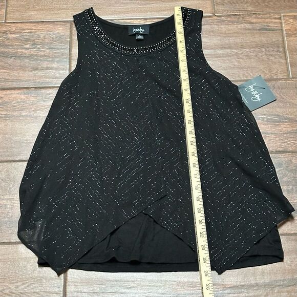 Black Sparkle Embellished Sleeveless Cami Holiday Xmas New Years Top Flowy Sz L - Picture 4 of 7